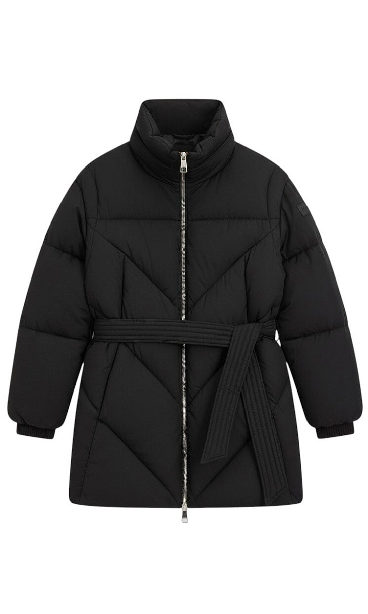 HUGO BOSS: Пуховик с поясом