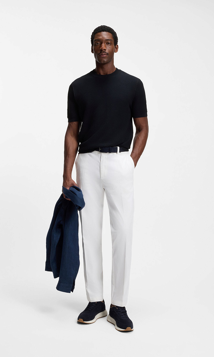 HUGO BOSS: Пуловер из фактурного трикотажа