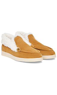 Замшевые лоферы с мехом