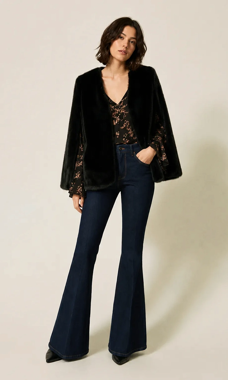 TWINSET: Куртка-кейп из искусственного меха