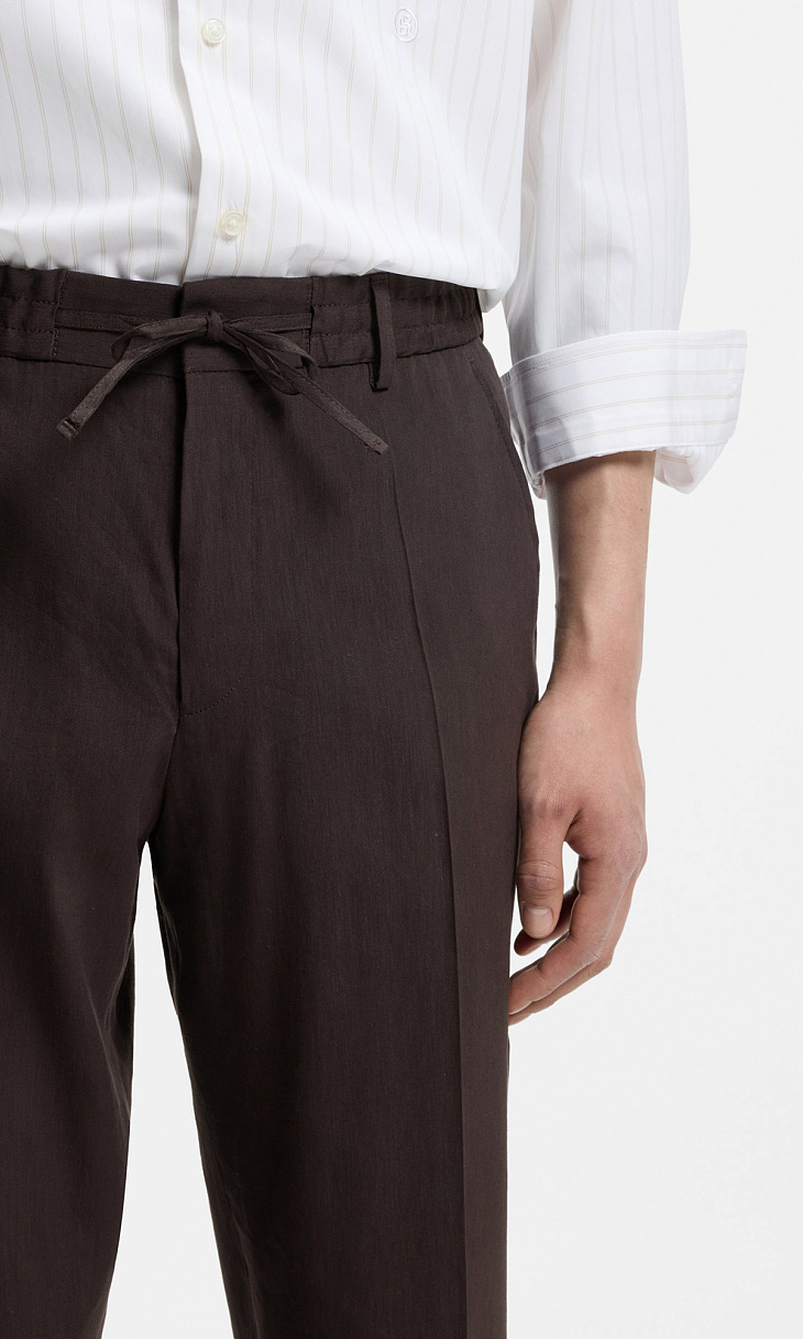 HUGO BOSS: Зауженные брюки из льна