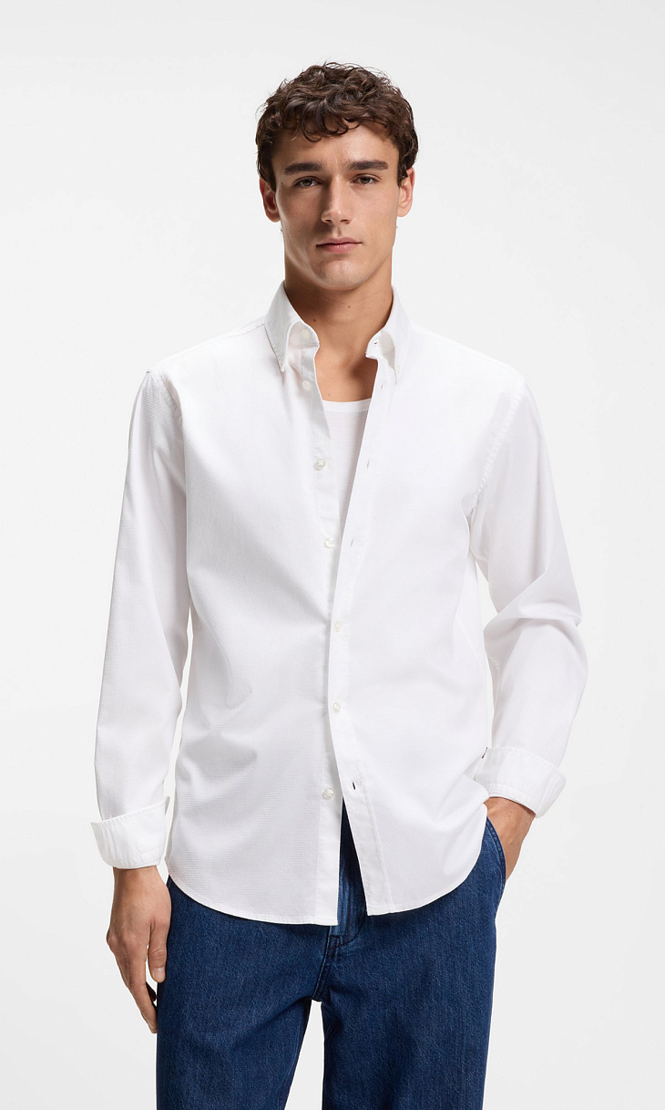 HUGO BOSS: Рубашка из хлопкового жаккарда