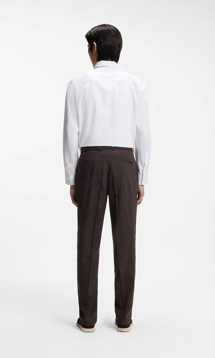 HUGO BOSS: Зауженные брюки из льна
