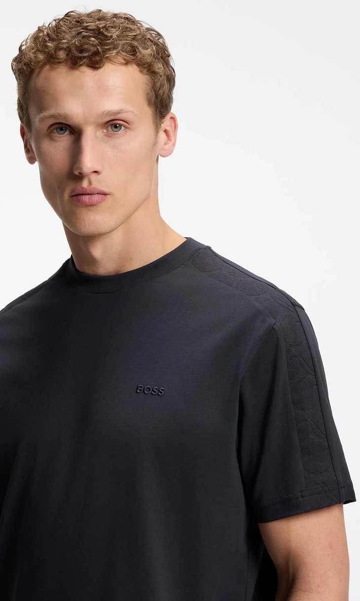 HUGO BOSS: Футболка с жаккардовой отделкой