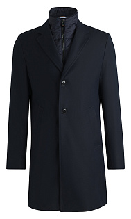 Шерстяное пальто со стеганой вставкой