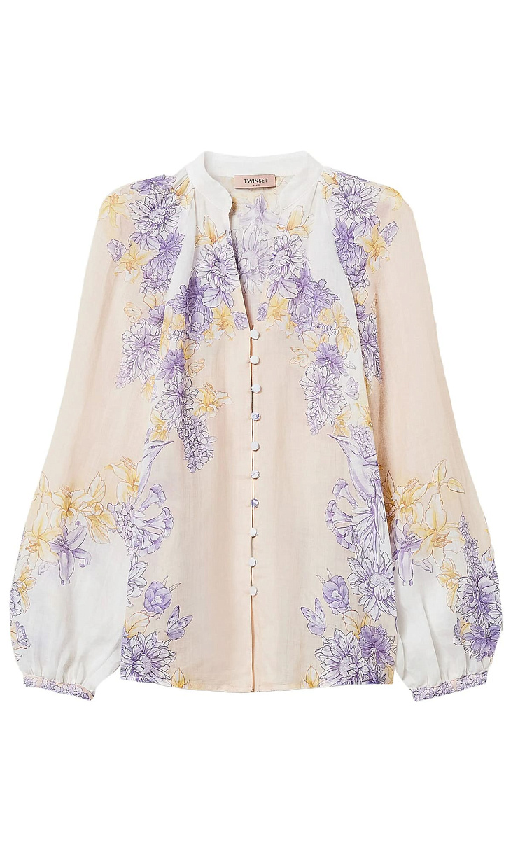 TWINSET: Блуза из рами с принтом