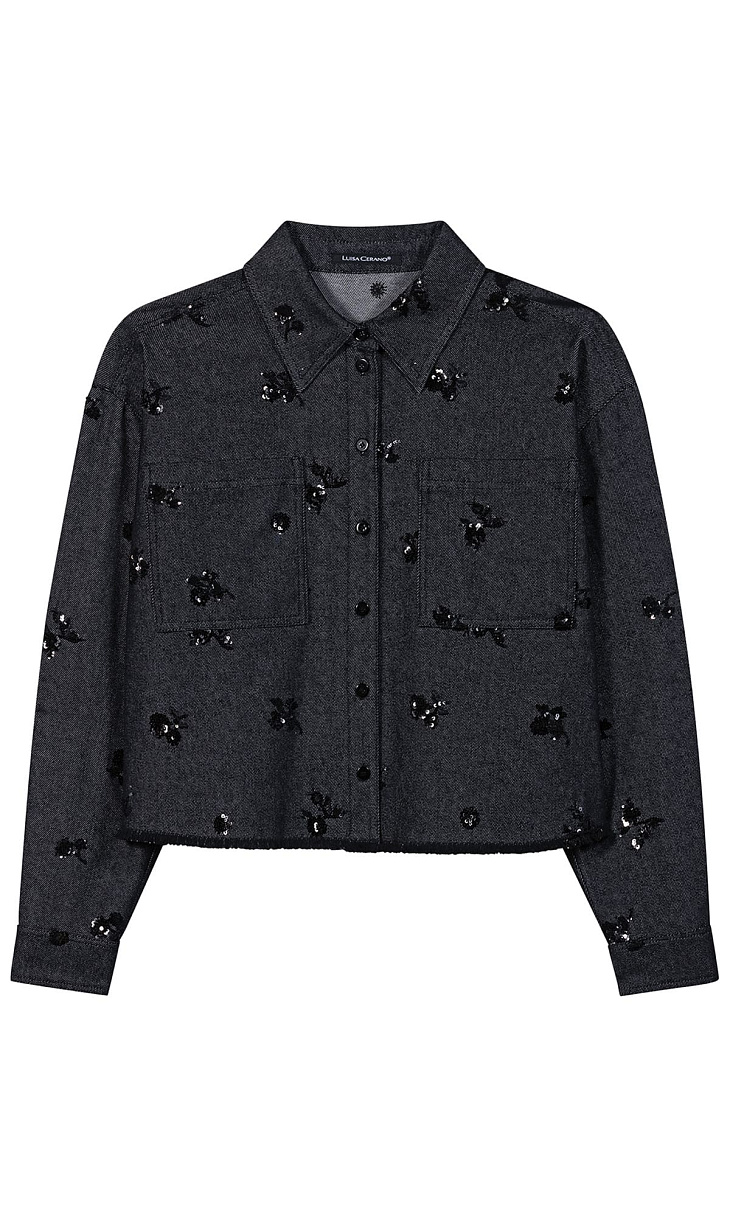 LUISA CERANO: Джинсовая рубашка с пайетками