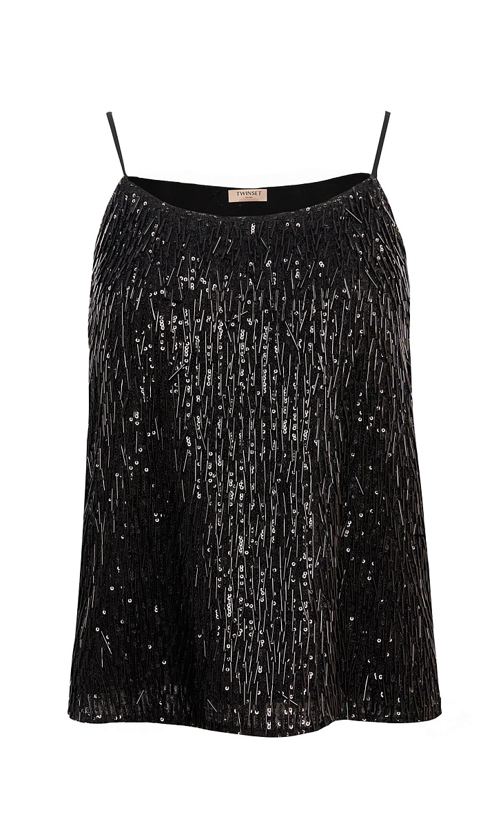TWINSET: Топ с бисером и пайетками