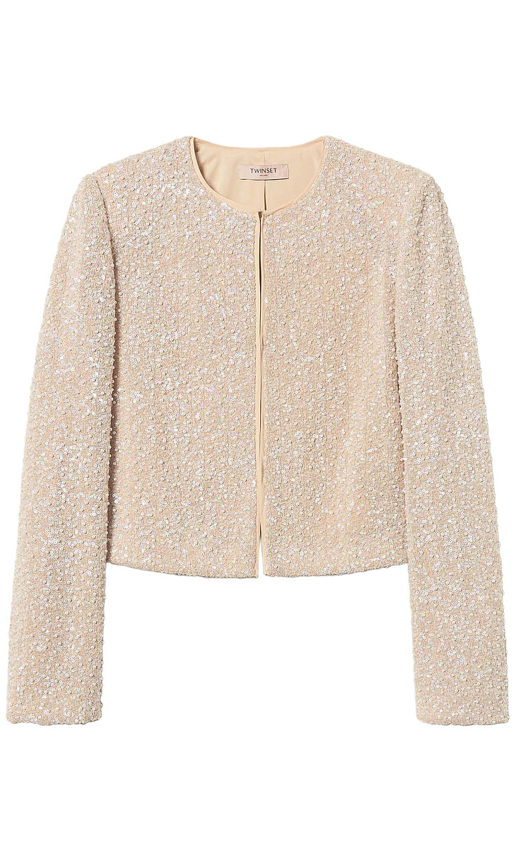 TWINSET: Жакет с пайетками и жемчугом