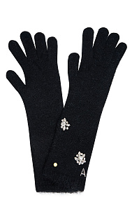 Шерстяные перчатки со стразами