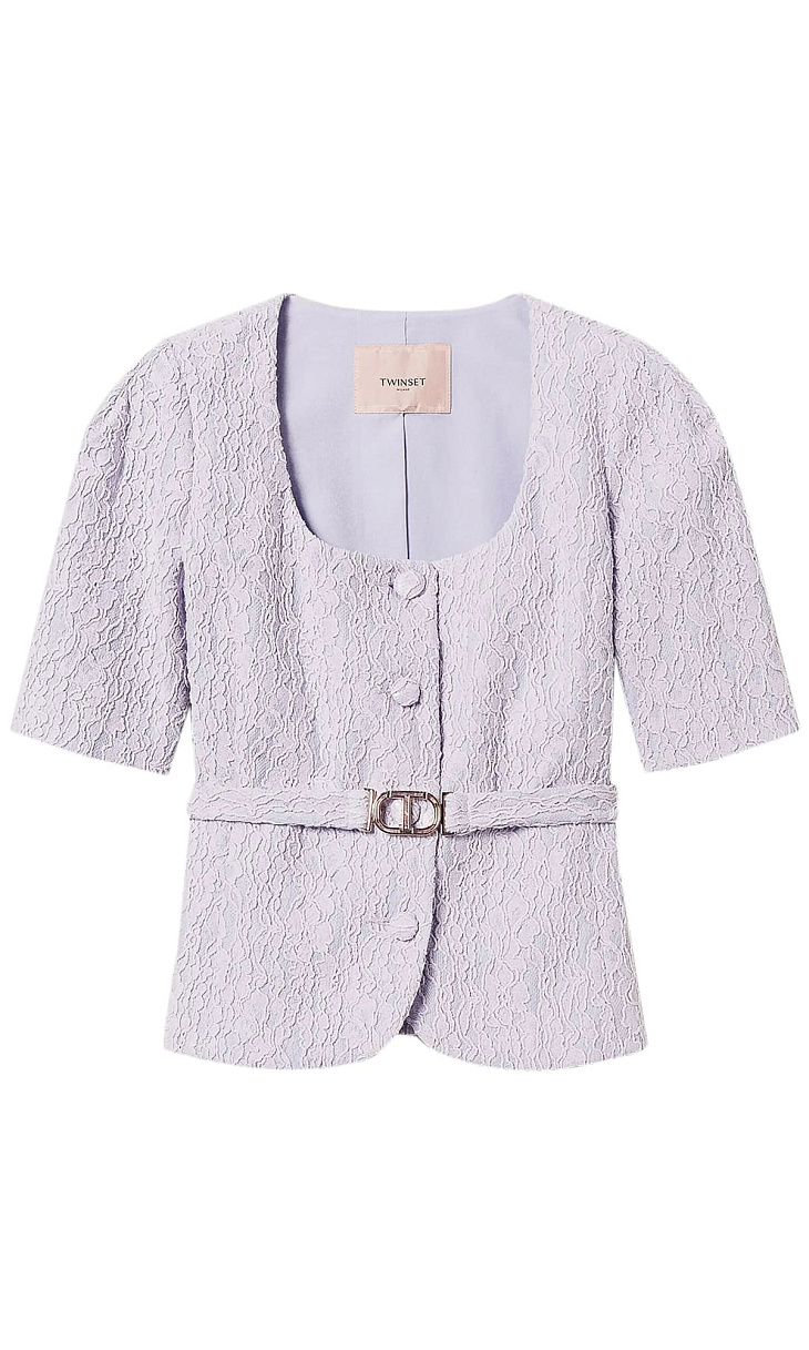 TWINSET: Кружевной жакет с поясом