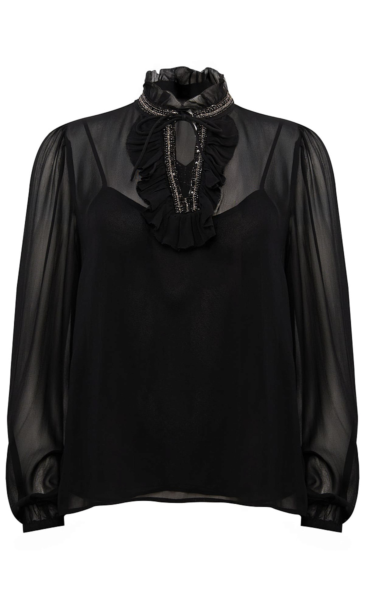 TWINSET: Прозрачная блуза с оборками