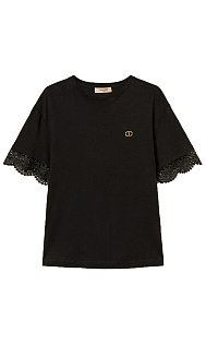 Футболка с кружевными рукавами