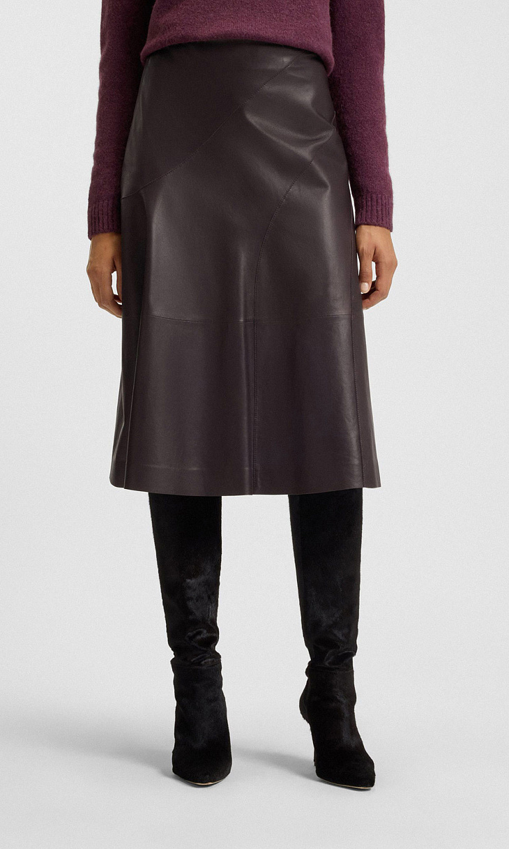 HUGO BOSS: Кожаная юбка