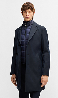 Шерстяное пальто со стеганой вставкой