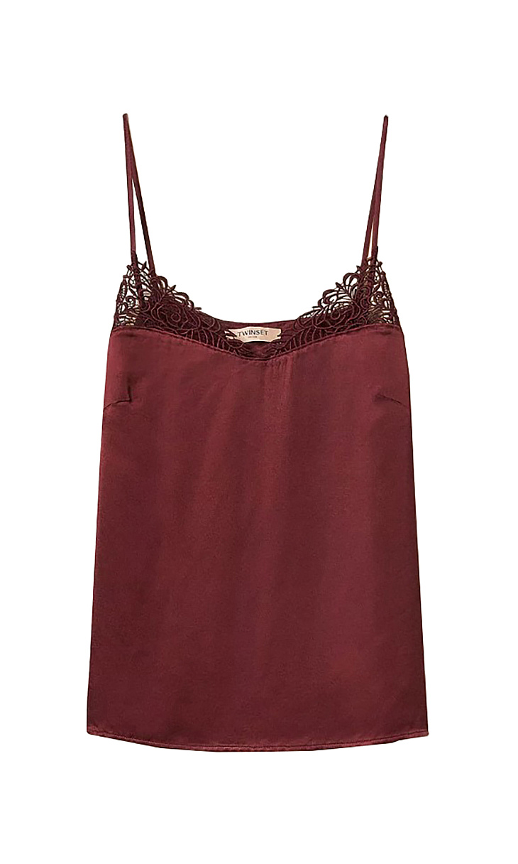 TWINSET: Топ с кружевом
