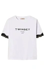 TWINSET: Футболка с кружевом