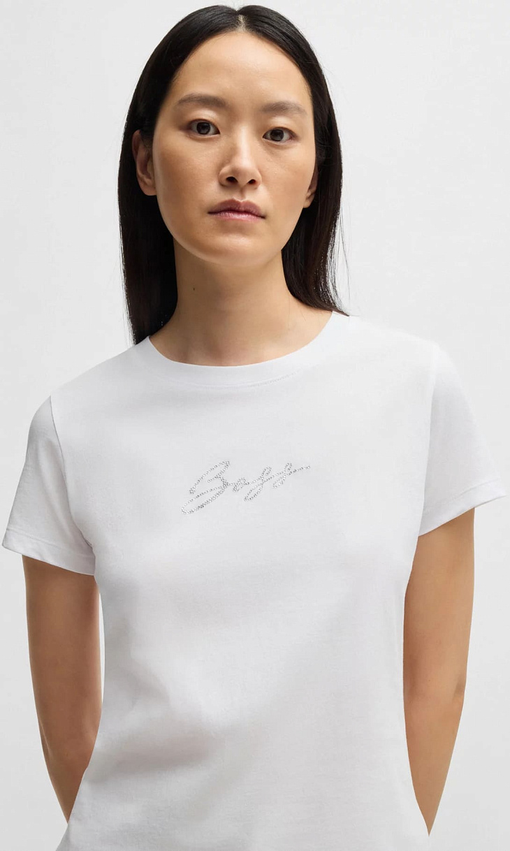 HUGO BOSS: Футболка со стразами