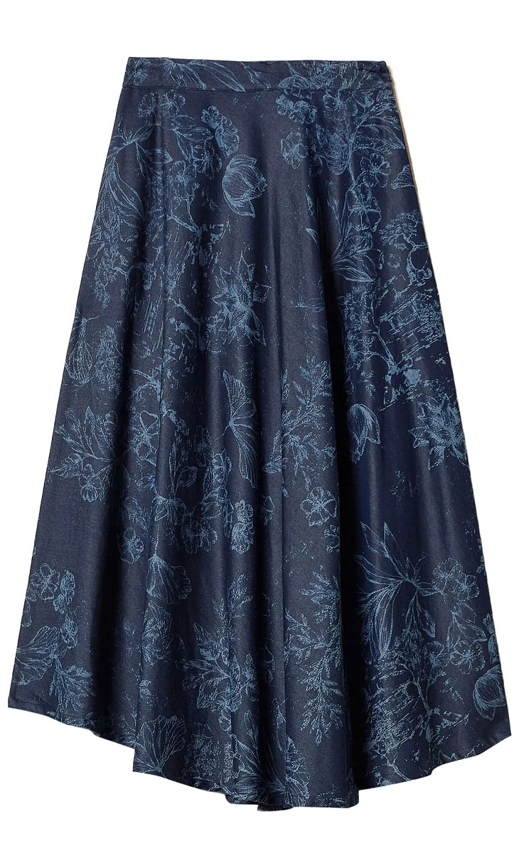 TWINSET: Джинсовая юбка с принтом