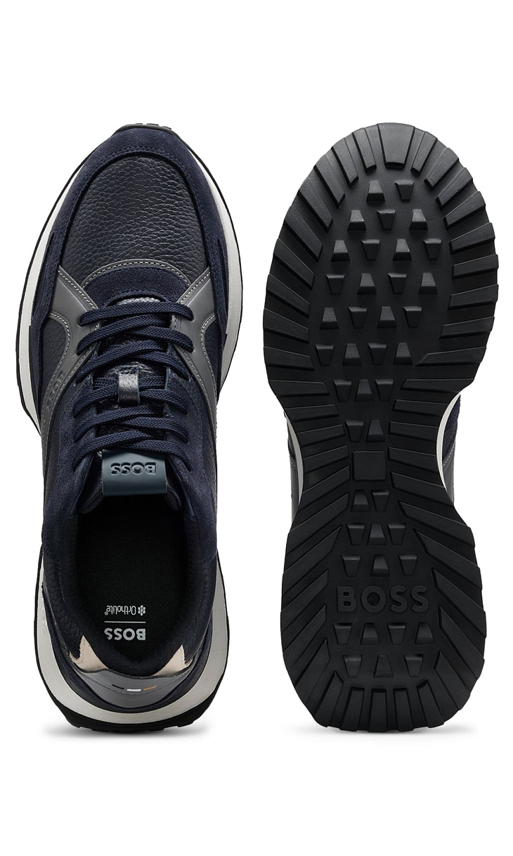 HUGO BOSS: Кроссовки из кожи и замши