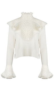 Свитер со съемным воротником и манжетами