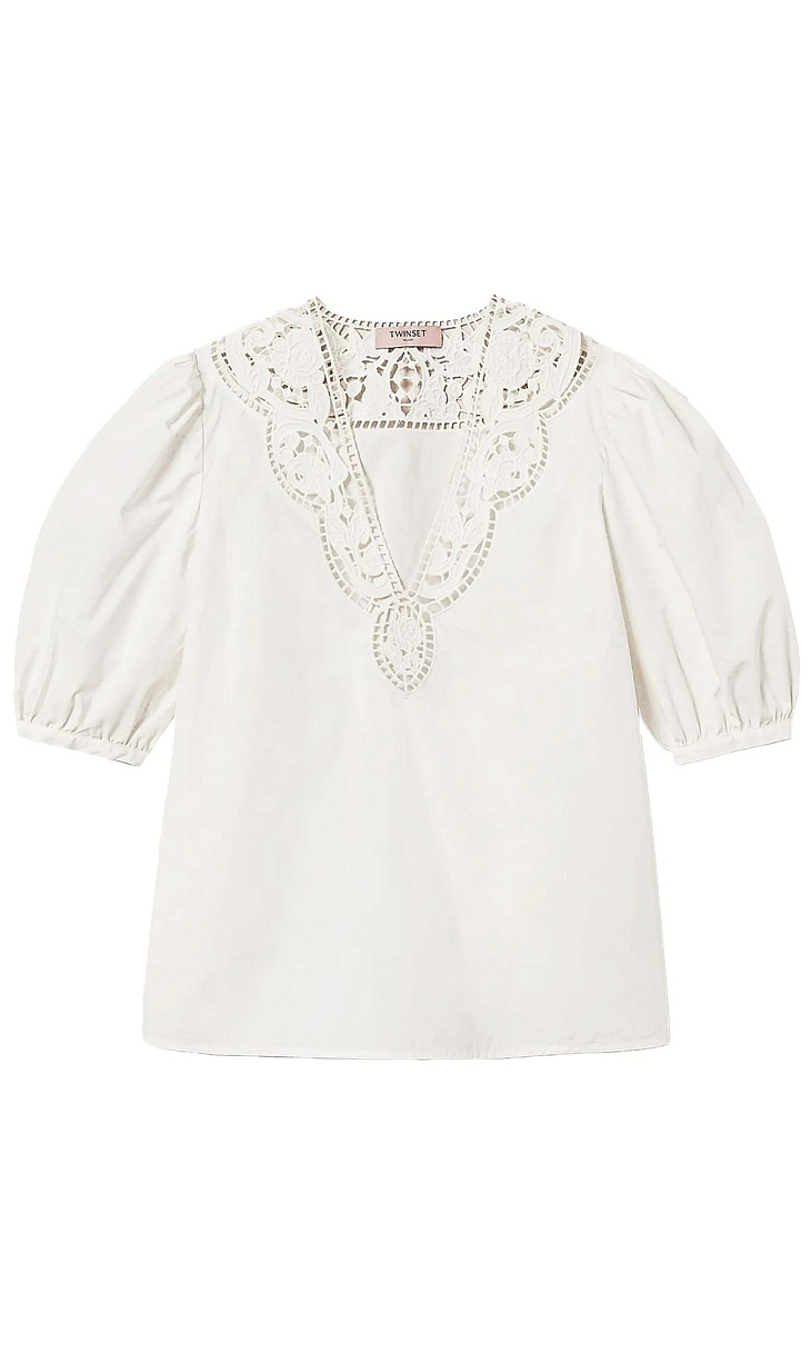 TWINSET: Блуза с английской вышивкой