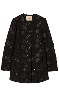 Пальто с декором и блеском