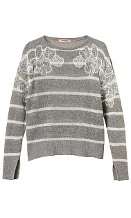 Пуловер с кружевом