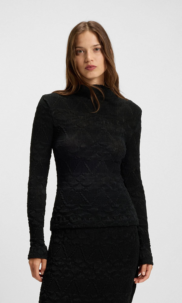 HUGO BOSS: Водолазка с плиссированным узором