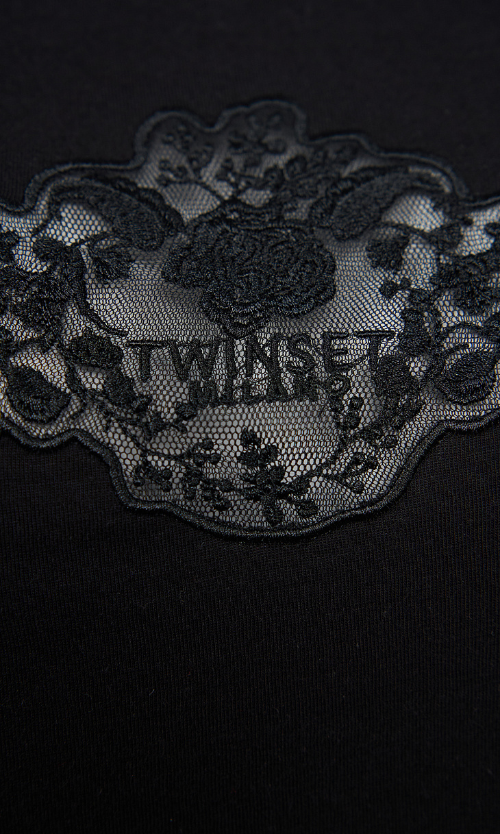 TWINSET: Футболка с кружевом