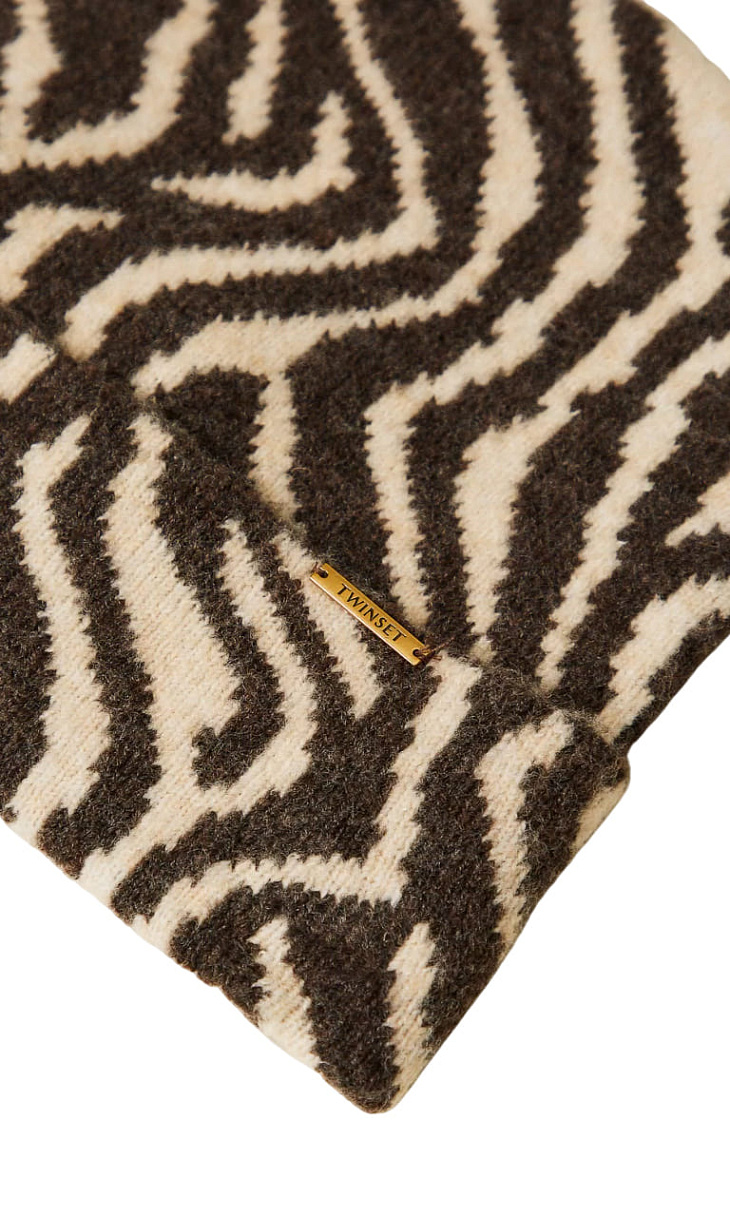 TWINSET: Вязаная шапка с принтом