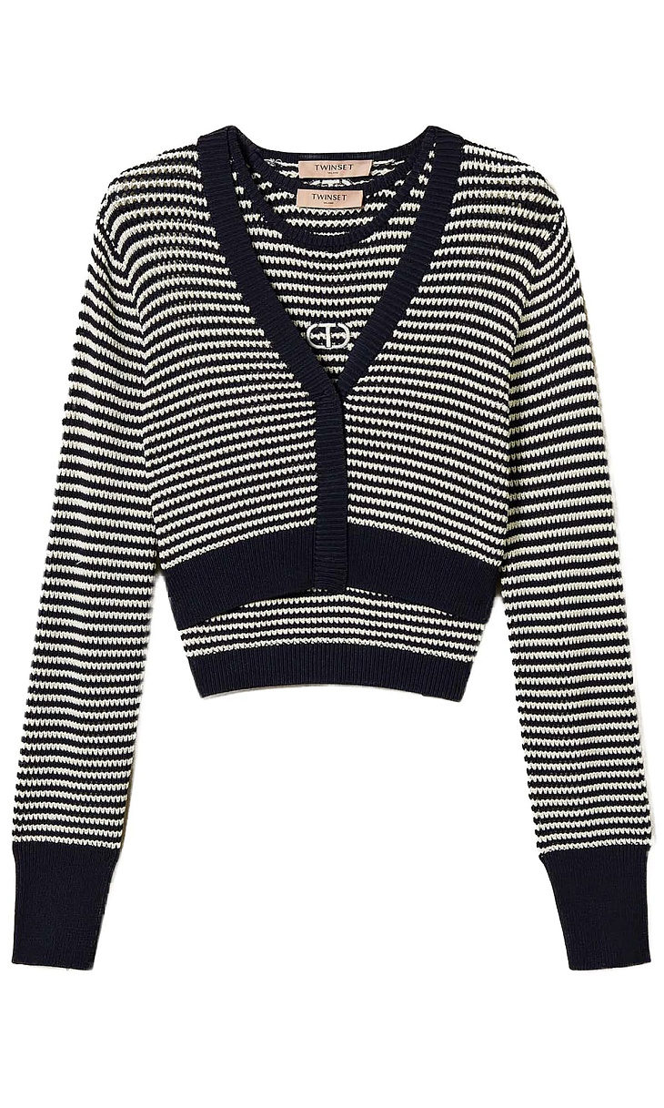TWINSET: Кардиган с топом в полоску