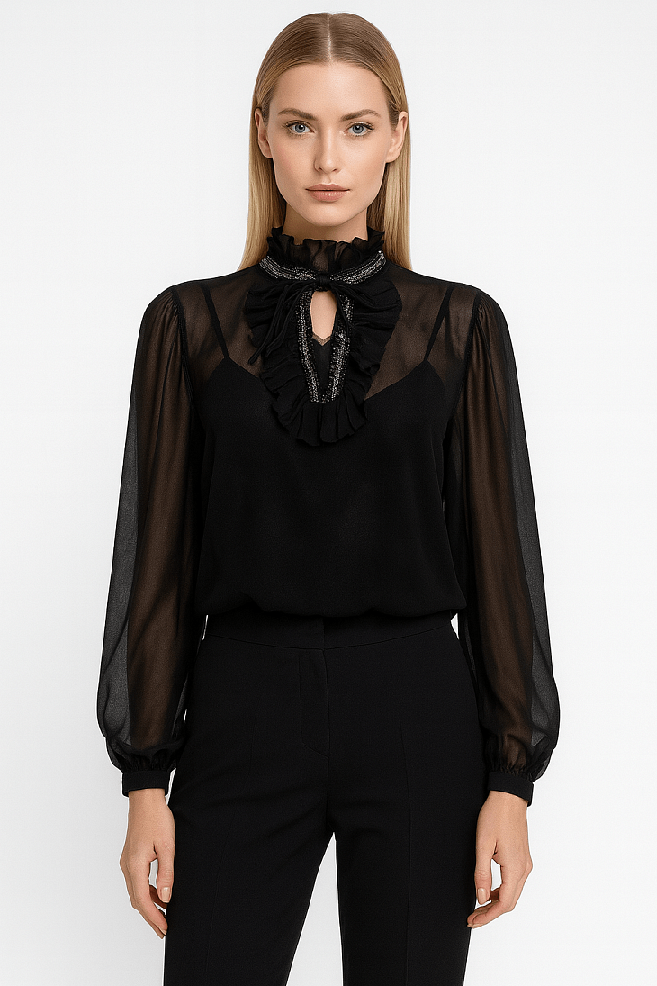 TWINSET: Прозрачная блуза с оборками