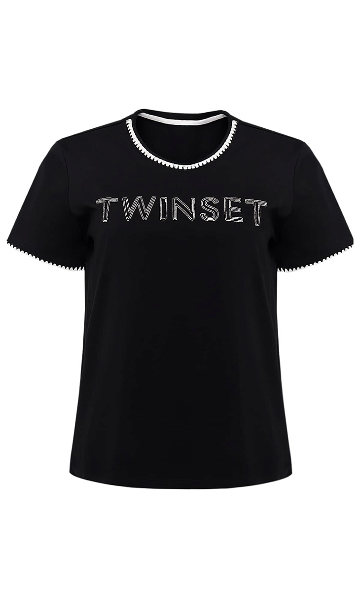 TWINSET: Футболка с вышивкой