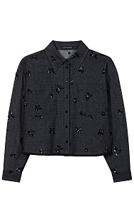 Джинсовая рубашка с пайетками