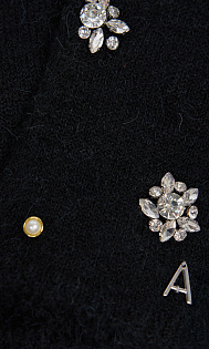 Шерстяные перчатки со стразами