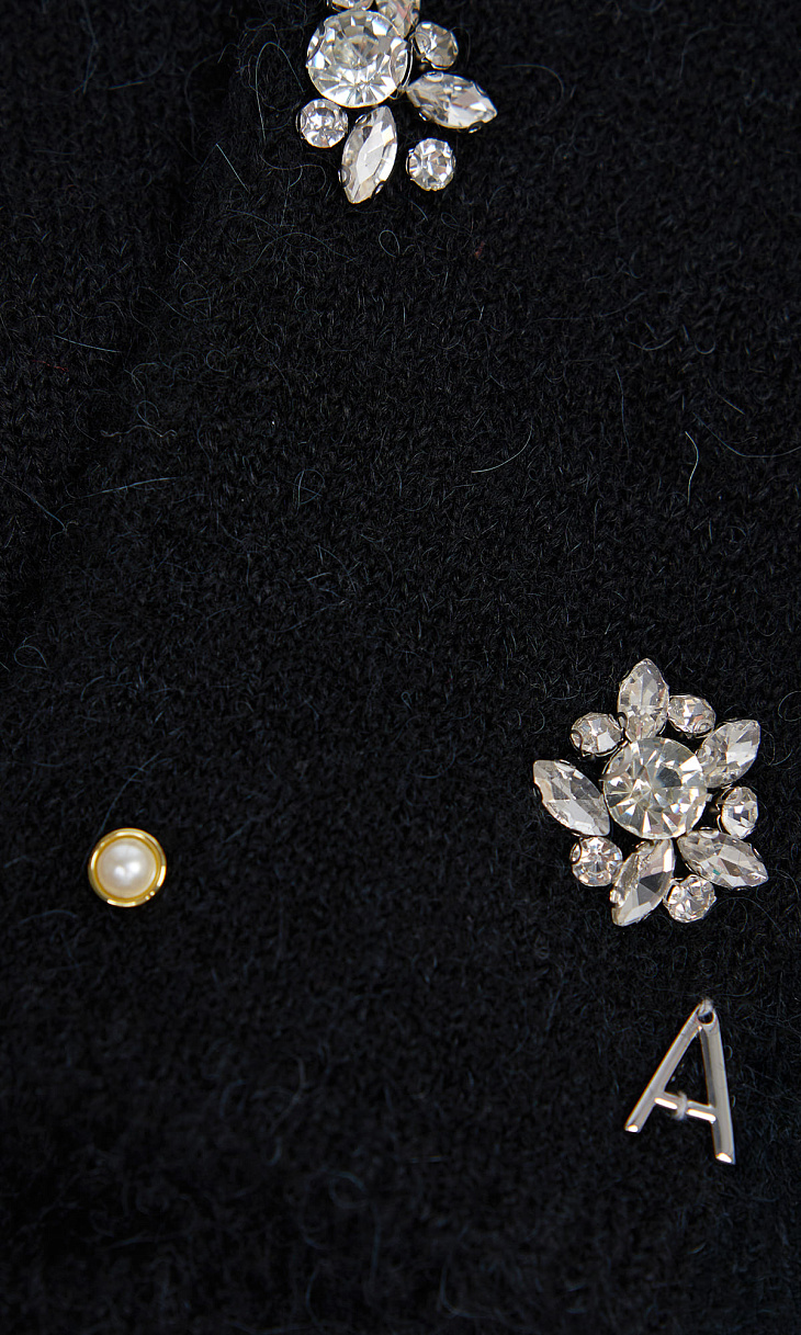 TWINSET: Шерстяные перчатки со стразами