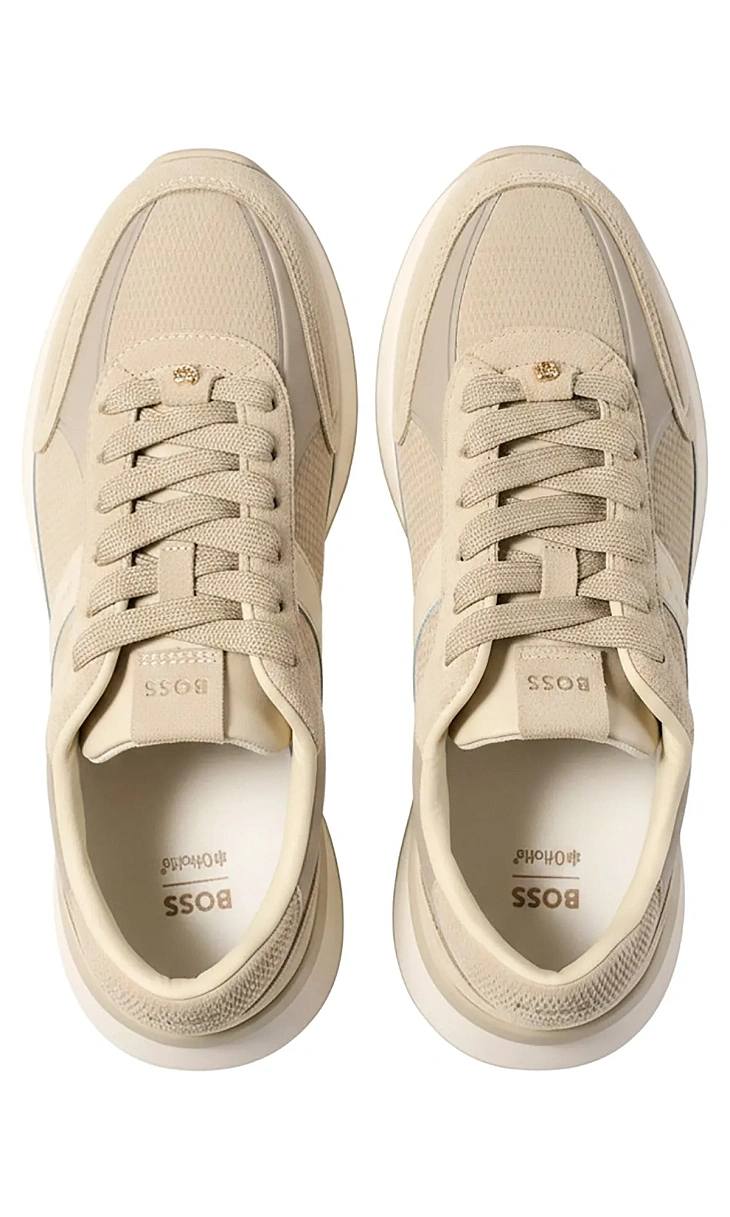 HUGO BOSS: Кроссовки из кожи и текстиля
