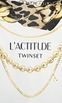 TWINSET: Футболка с принтом и стразами