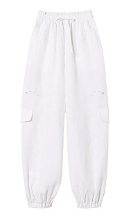 Льняные брюки-джоггеры с вышивкой