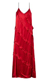 Атласное платье с оборками