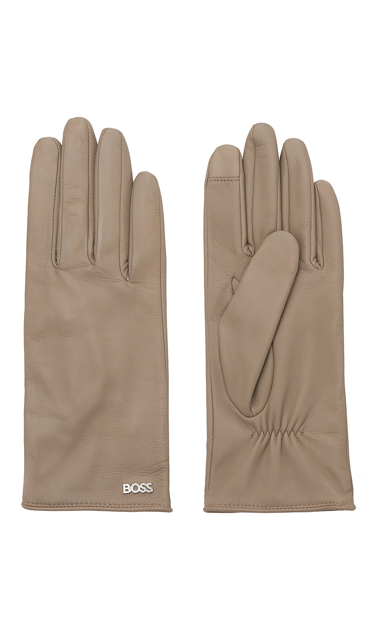 HUGO BOSS: Кожаные перчатки