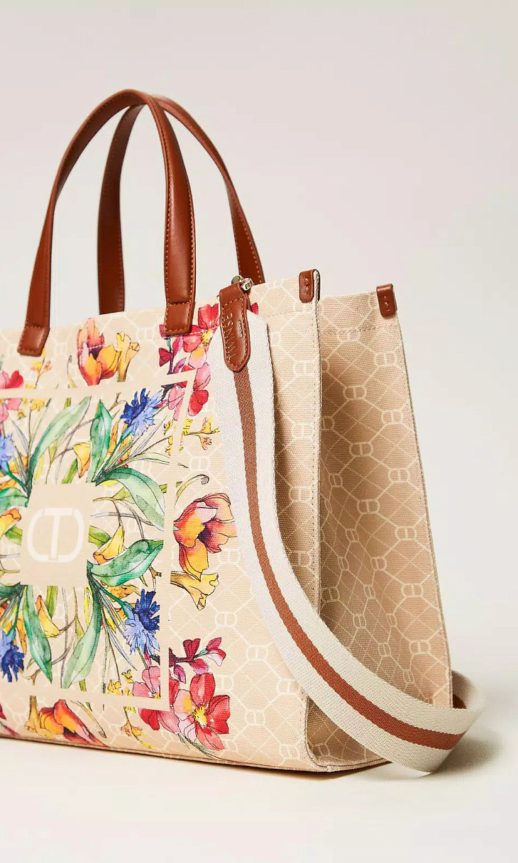 TWINSET: Сумка-шопер с цветочным принтом