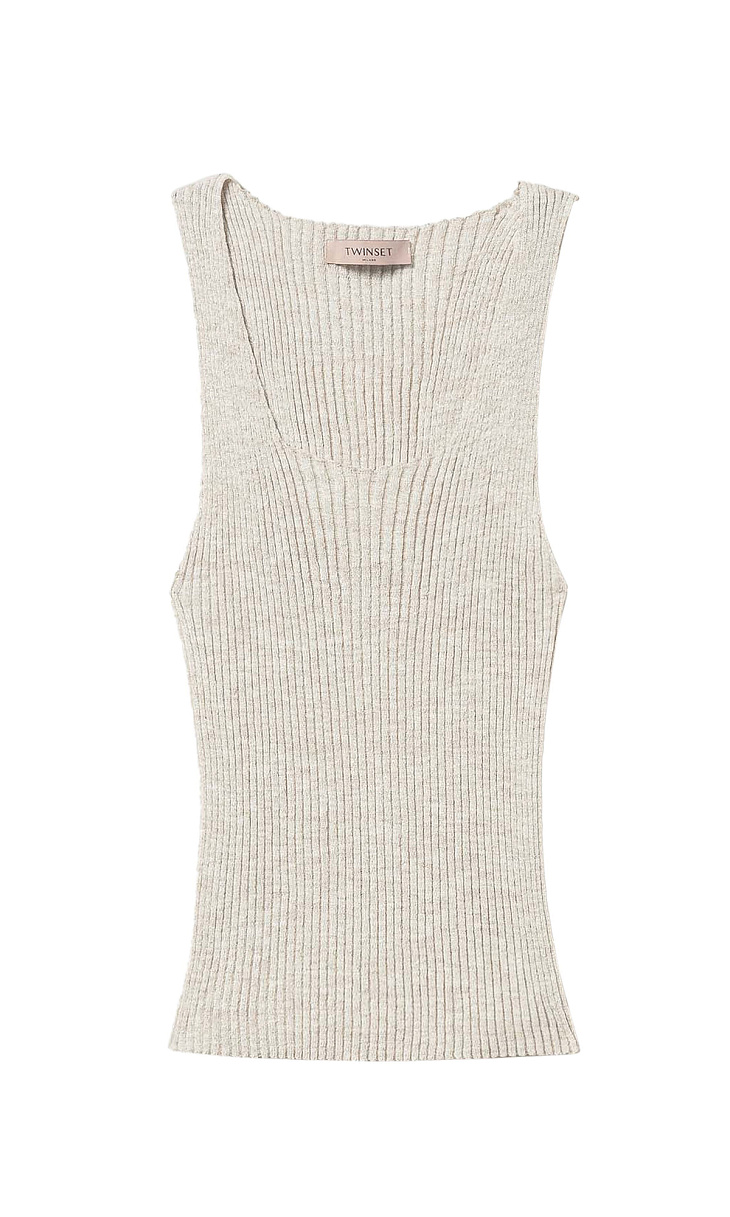 TWINSET: Трикотажный топ с люрексом