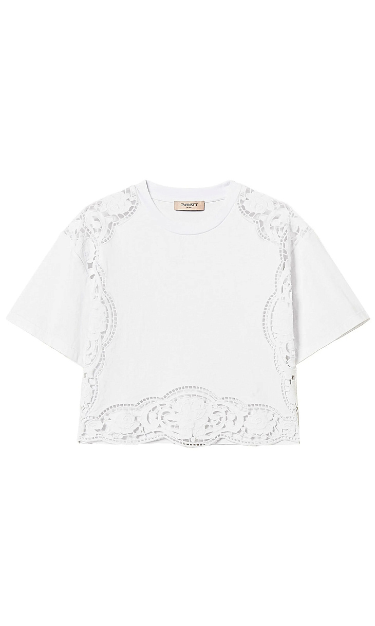 TWINSET: Футболка с английской вышивкой
