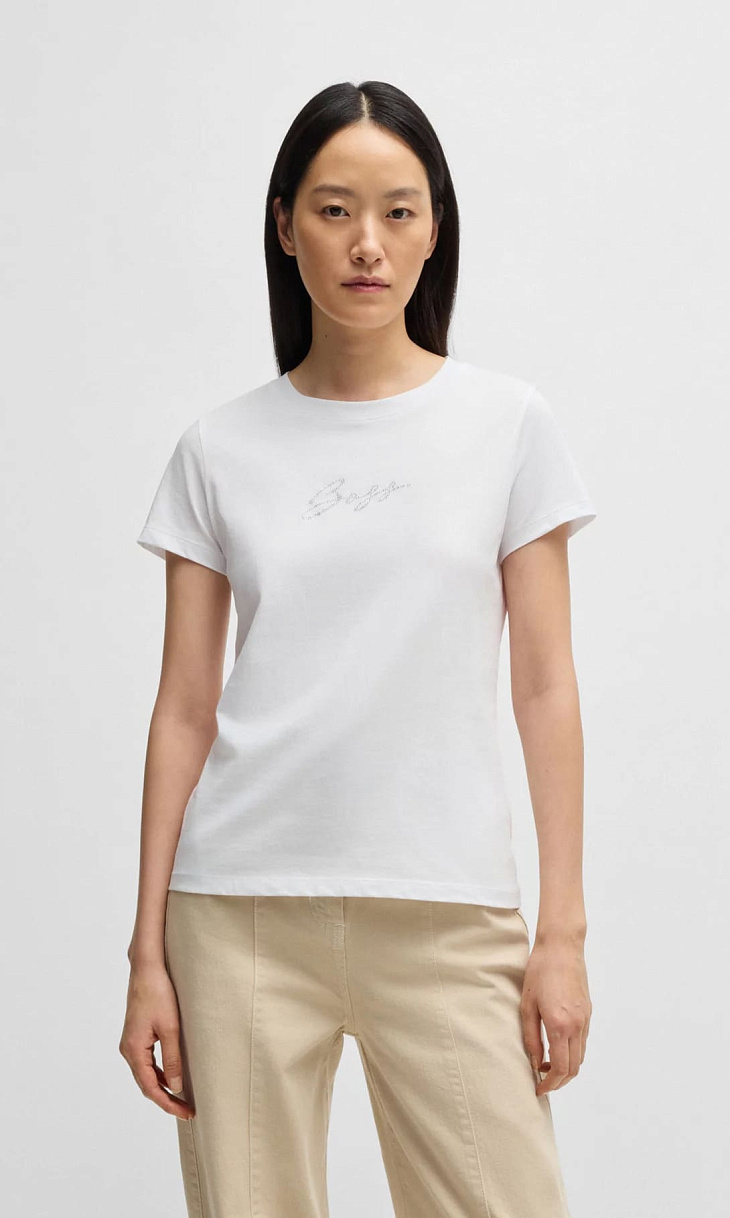 HUGO BOSS: Футболка со стразами