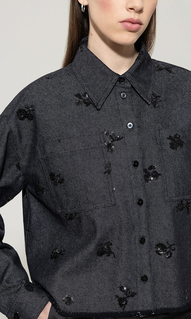 LUISA CERANO: Джинсовая рубашка с пайетками