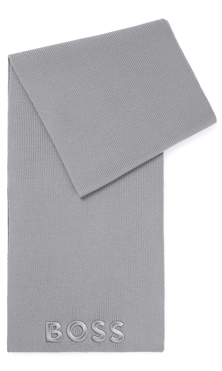 HUGO BOSS: Шерстяной шарф с вышивкой