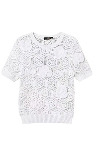 Пуловер с цветочными аппликациями