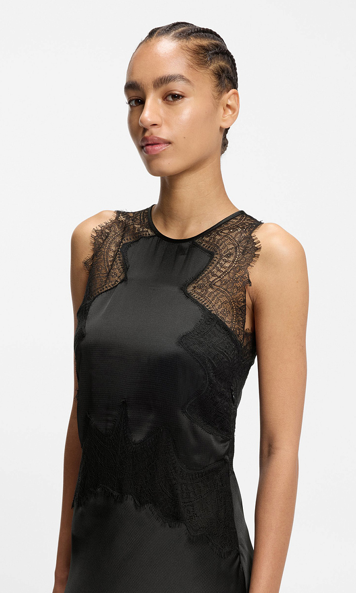 HUGO BOSS: Платье с кружевом